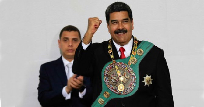 Maduro recibe cinturón de peso pluma de boxeo en la ANC